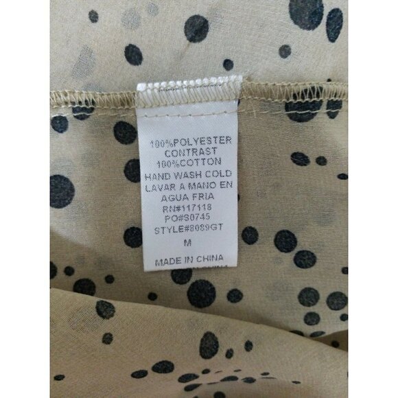 In Style~Women's Size M~Beige/Black Polka/Dot Blouse Button Down Shirt NWT$55.00 - Picture 7 of 9
